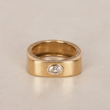 14K Yellow Gold Diamond Art Deco Trace Ring, Size US 6.75