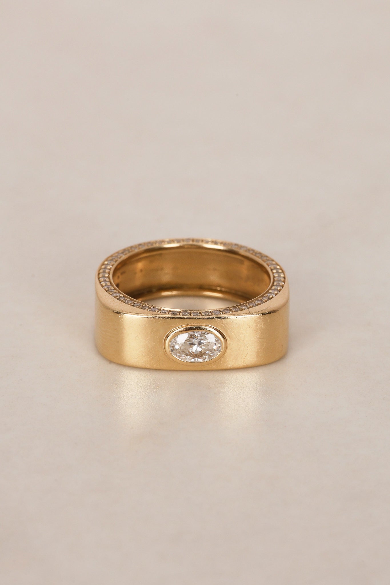 14K Yellow Gold Diamond Art Deco Trace Ring, Size US 6.75