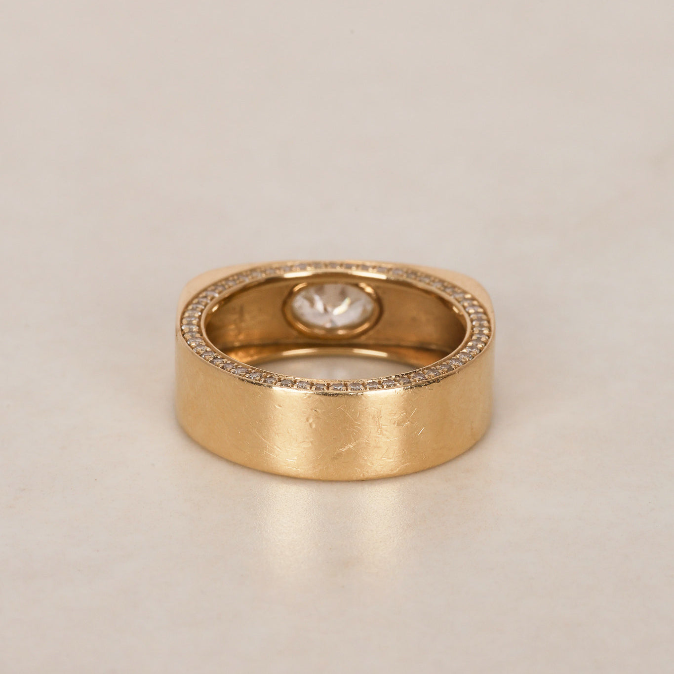 14K Yellow Gold Diamond Art Deco Trace Ring, Size US 6.75