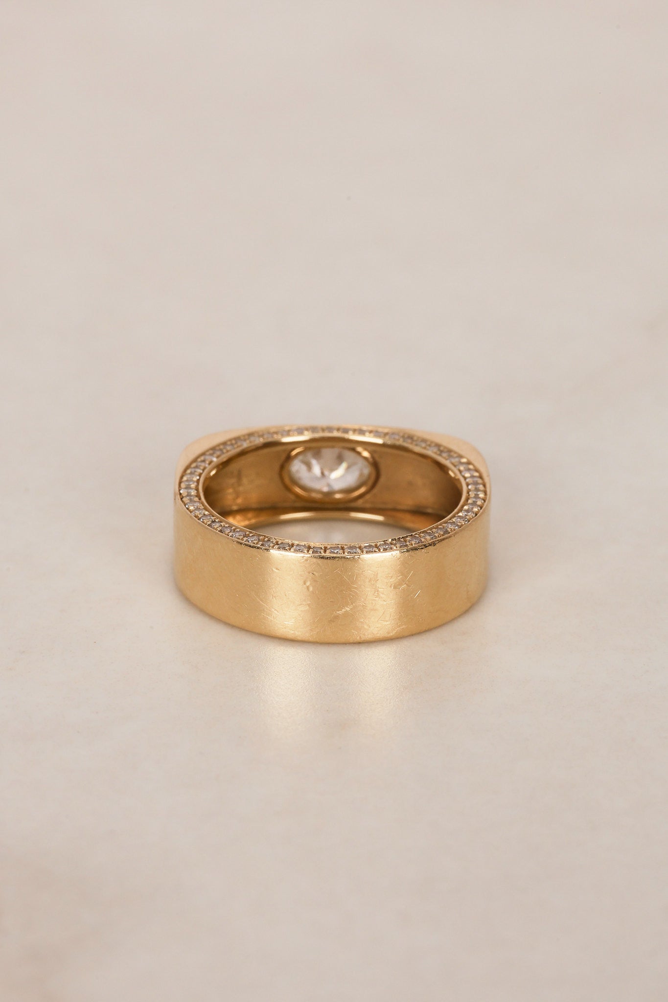 14K Yellow Gold Diamond Art Deco Trace Ring, Size US 6.75
