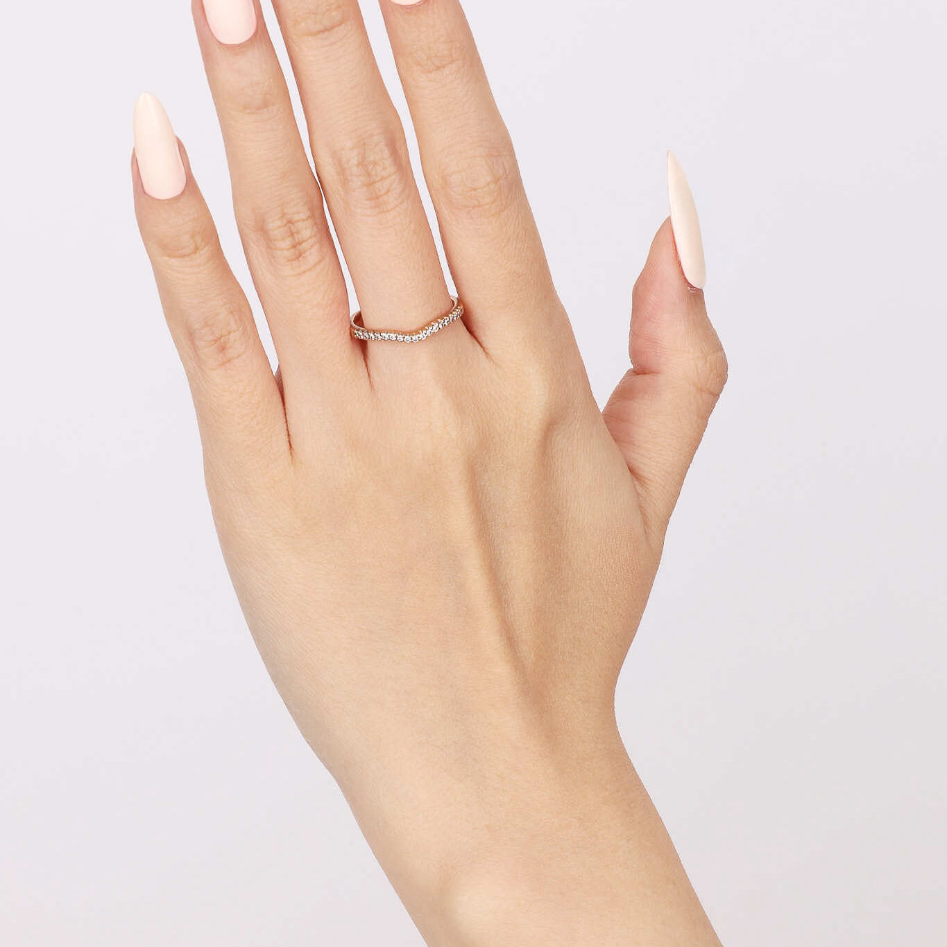 14K Rose Gold Diamond Ridged Channel Ring, Size US 7