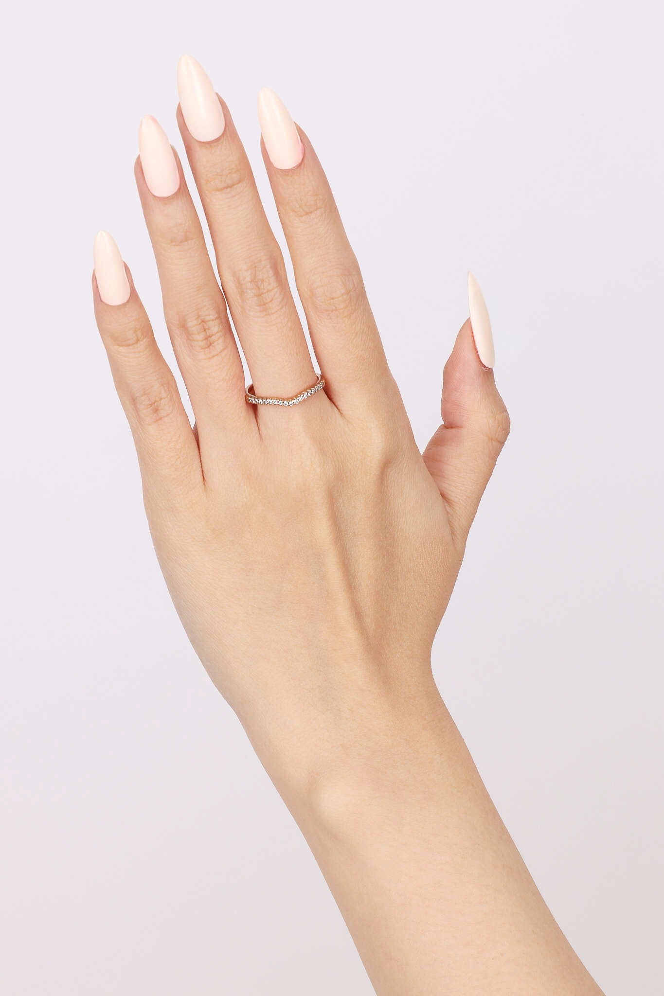 14K Rose Gold Diamond Ridged Channel Ring, Size US 7