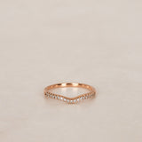 14K Rose Gold Diamond Ridged Channel Ring, Size US 7