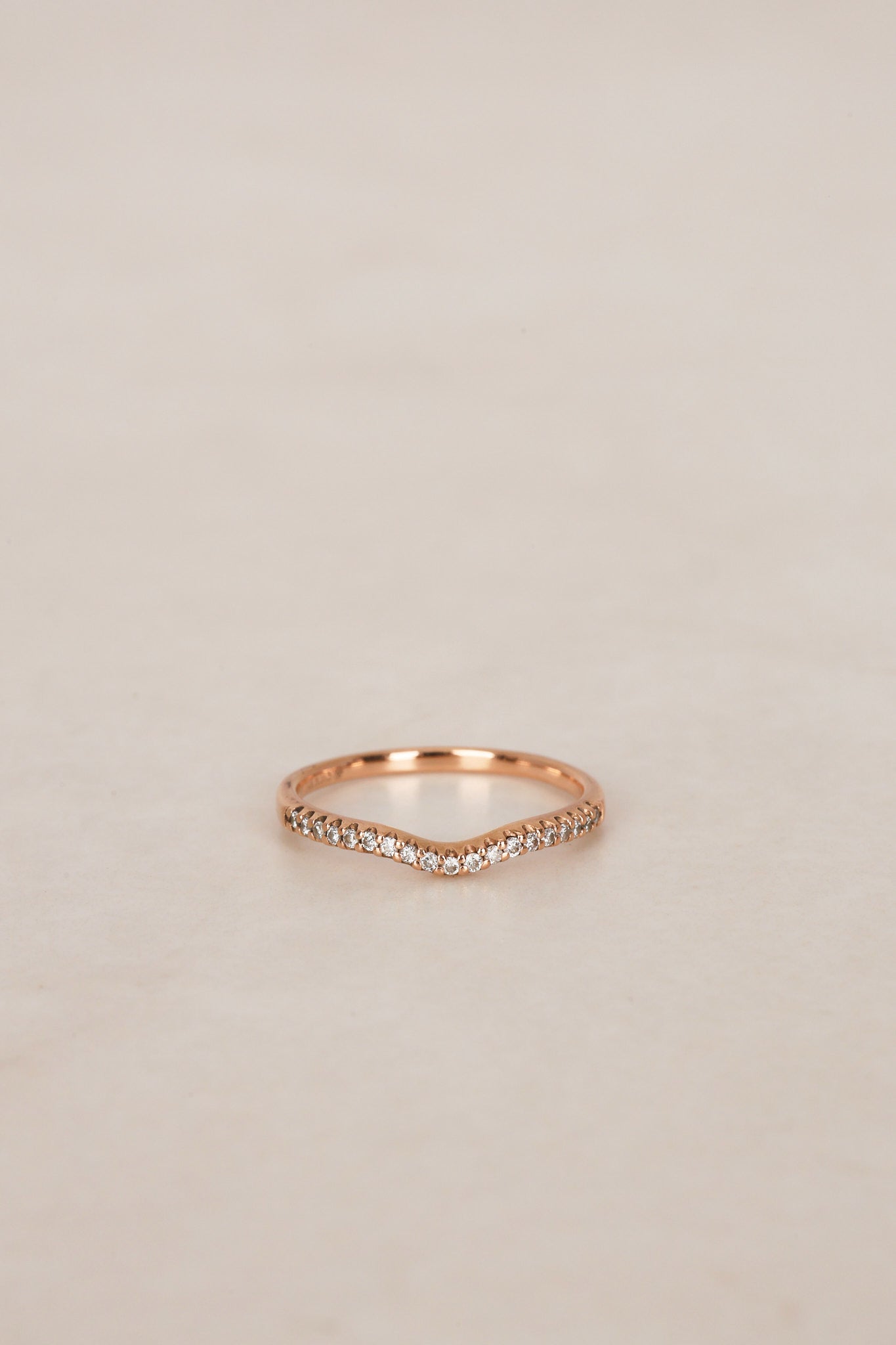 14K Rose Gold Diamond Ridged Channel Ring, Size US 7