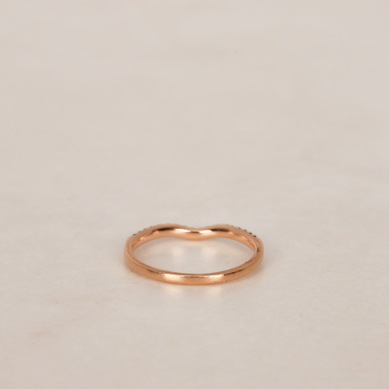 14K Rose Gold Diamond Ridged Channel Ring, Size US 7