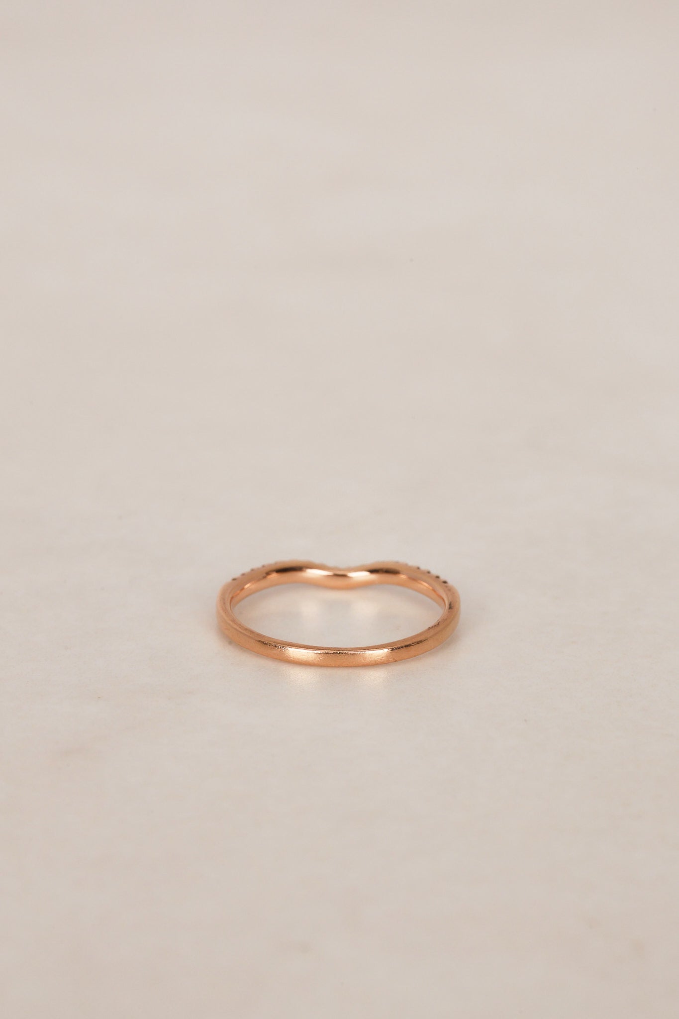 14K Rose Gold Diamond Ridged Channel Ring, Size US 7