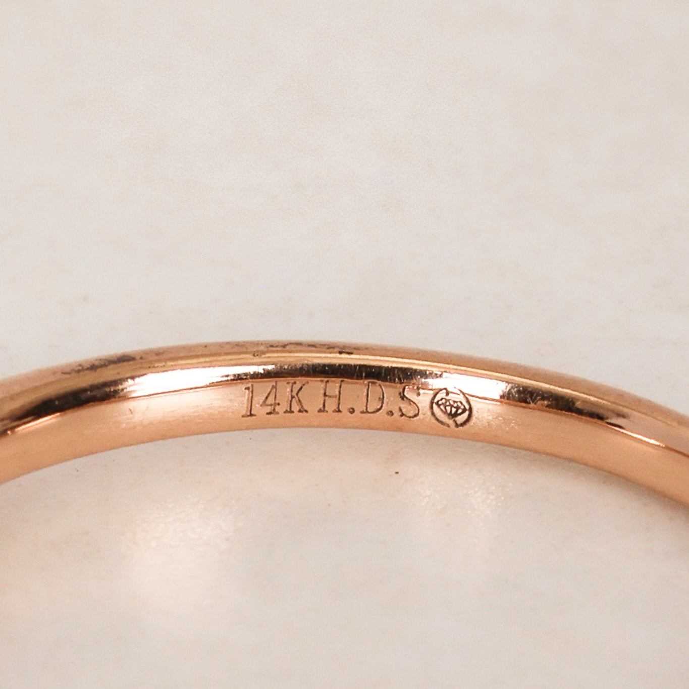 14K Rose Gold Diamond Ridged Channel Ring, Size US 7