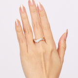 14K Yellow Gold and Pavé Diamond Wave Ridge Ring, Size US 6.75