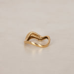 14K Yellow Gold and Pavé Diamond Wave Ridge Ring, Size US 6.75