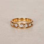 18K Yellow Gold Floating Diamond Cutout Band Ring, Size US 7.5
