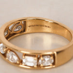 18K Yellow Gold Floating Diamond Cutout Band Ring, Size US 7.5