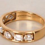 18K Yellow Gold Floating Diamond Cutout Band Ring, Size US 7.5