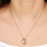 14K Yellow Gold FashioNica Mother of Pearl Mariner Chain Pendant Box Chain Necklace