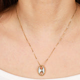 14K Yellow Gold FashioNica Mother of Pearl Mariner Chain Pendant Box Chain Necklace