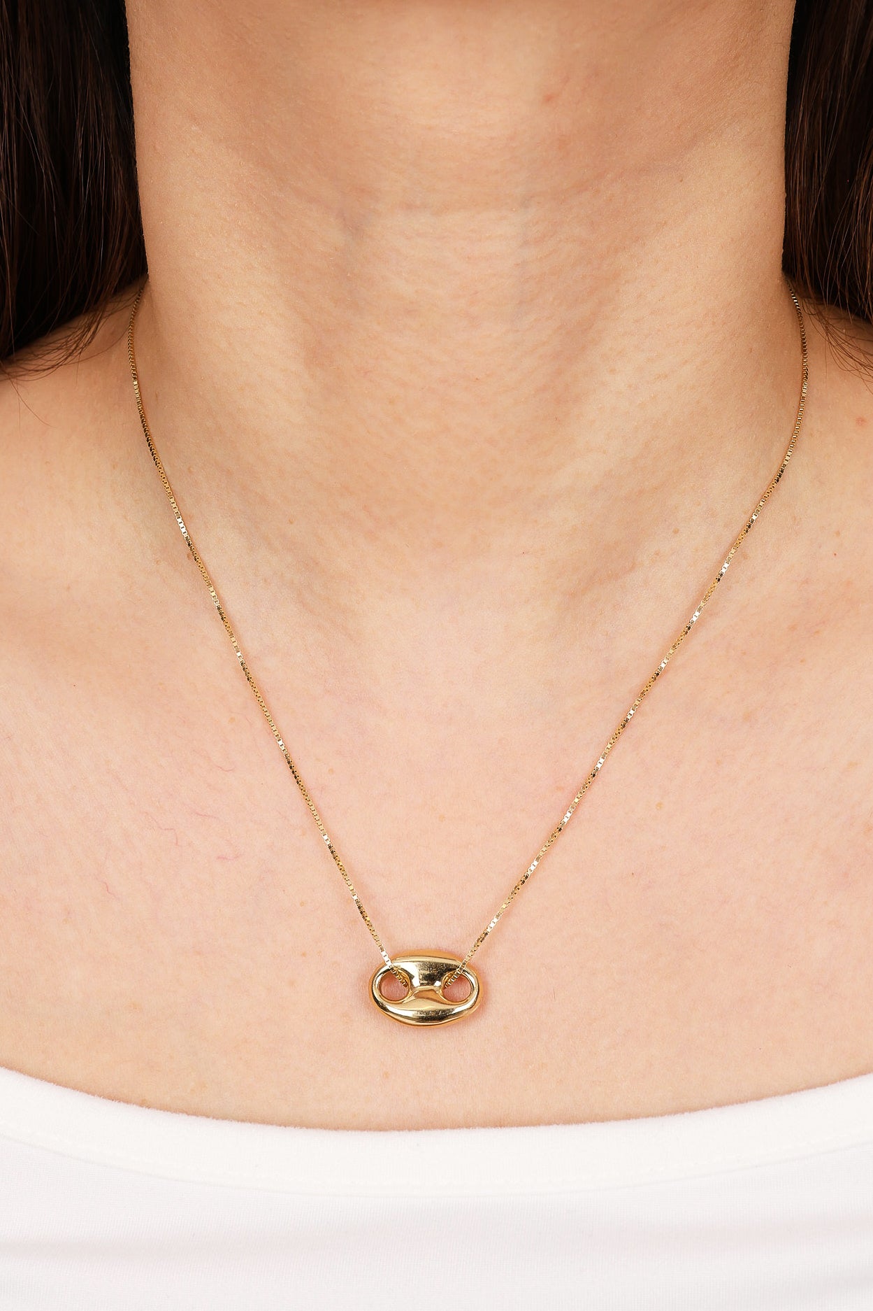 14K Yellow Gold FashioNica Mother of Pearl Mariner Chain Pendant Box Chain Necklace