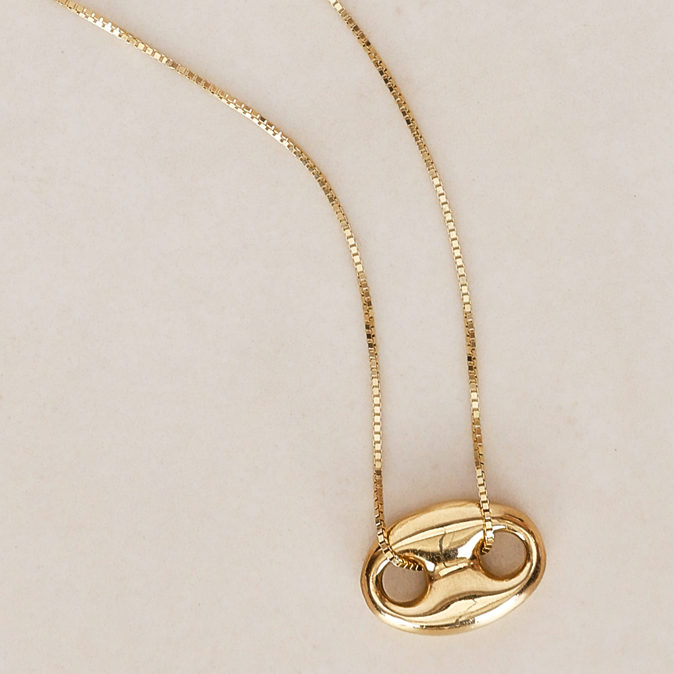 14K Yellow Gold FashioNica Mother of Pearl Mariner Chain Pendant Box Chain Necklace