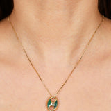 14K Yellow Gold FashioNica Malachite Mariner Chain Pendant Box Chain Necklace