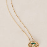 14K Yellow Gold FashioNica Malachite Mariner Chain Pendant Box Chain Necklace