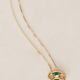 14K Yellow Gold FashioNica Malachite Mariner Chain Pendant Box Chain Necklace