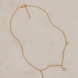 18K Yellow Gold and Diamond Asymmetric Station Necklace