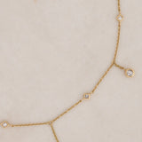 18K Yellow Gold and Diamond Asymmetric Station Necklace