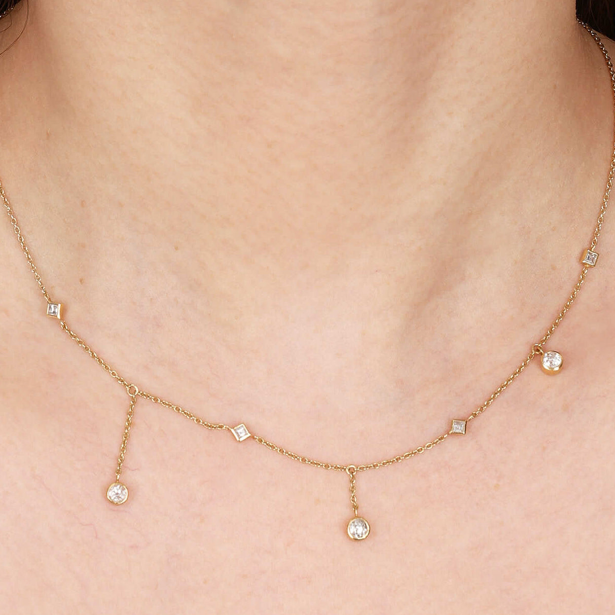 14K Yellow Gold and Diamond Constellation Necklace