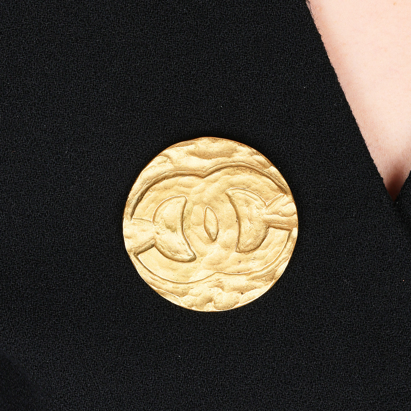 Chanel 1994 Aged Gold Logo Brooch 24K GP - Drop 49