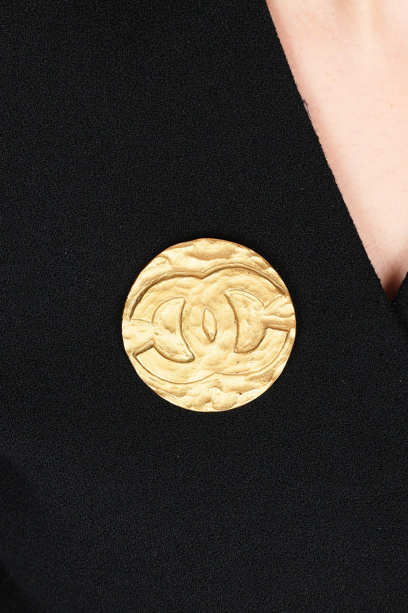 Chanel 1994 Aged Gold Logo Brooch 24K GP - Drop 49