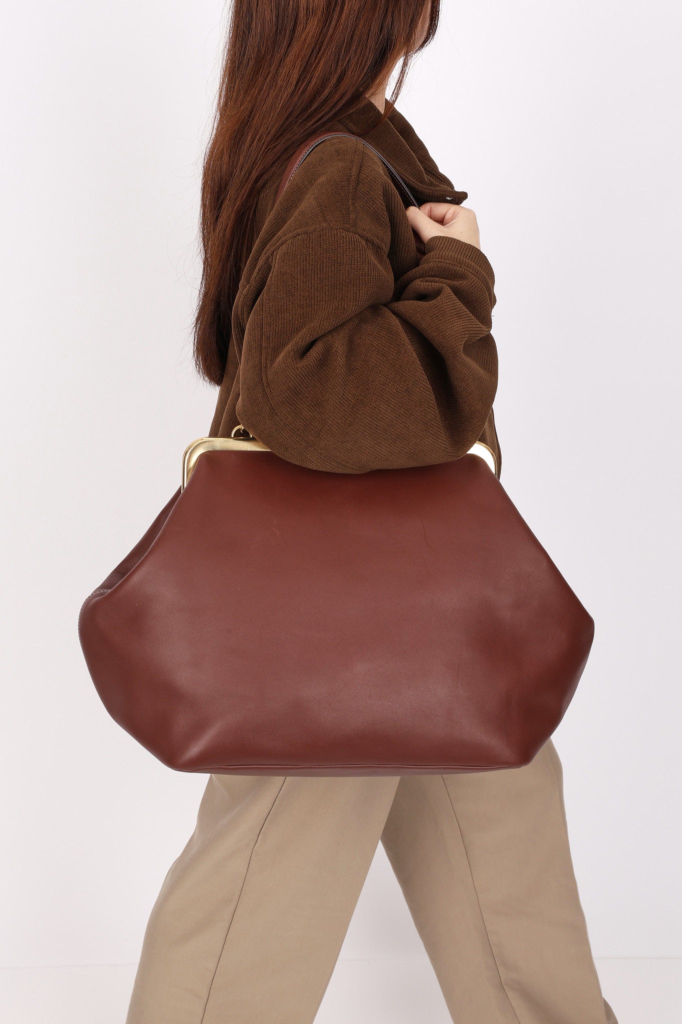 Coach Large Kisslock Frame Bag Brown