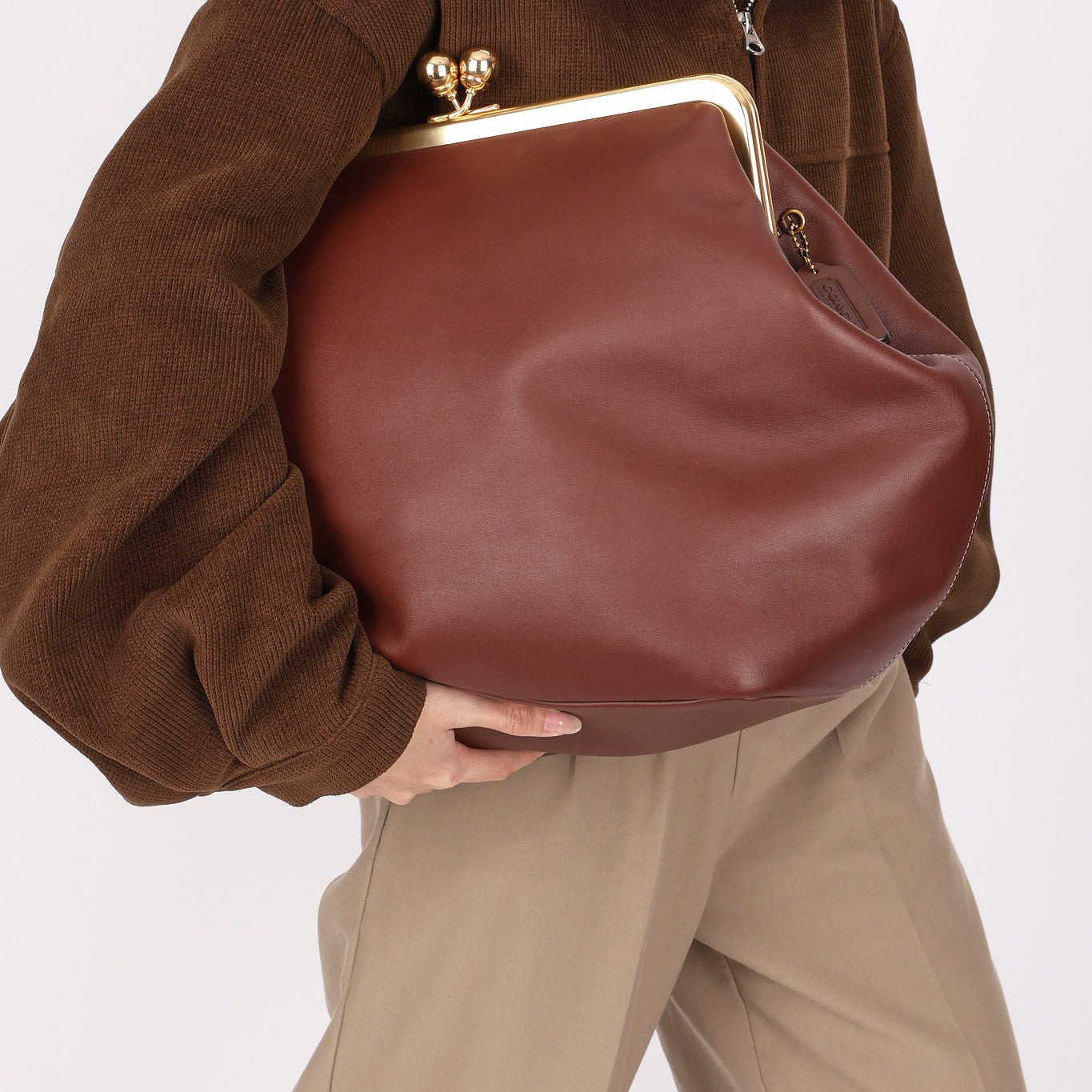 Coach Large Kisslock Frame Bag Brown