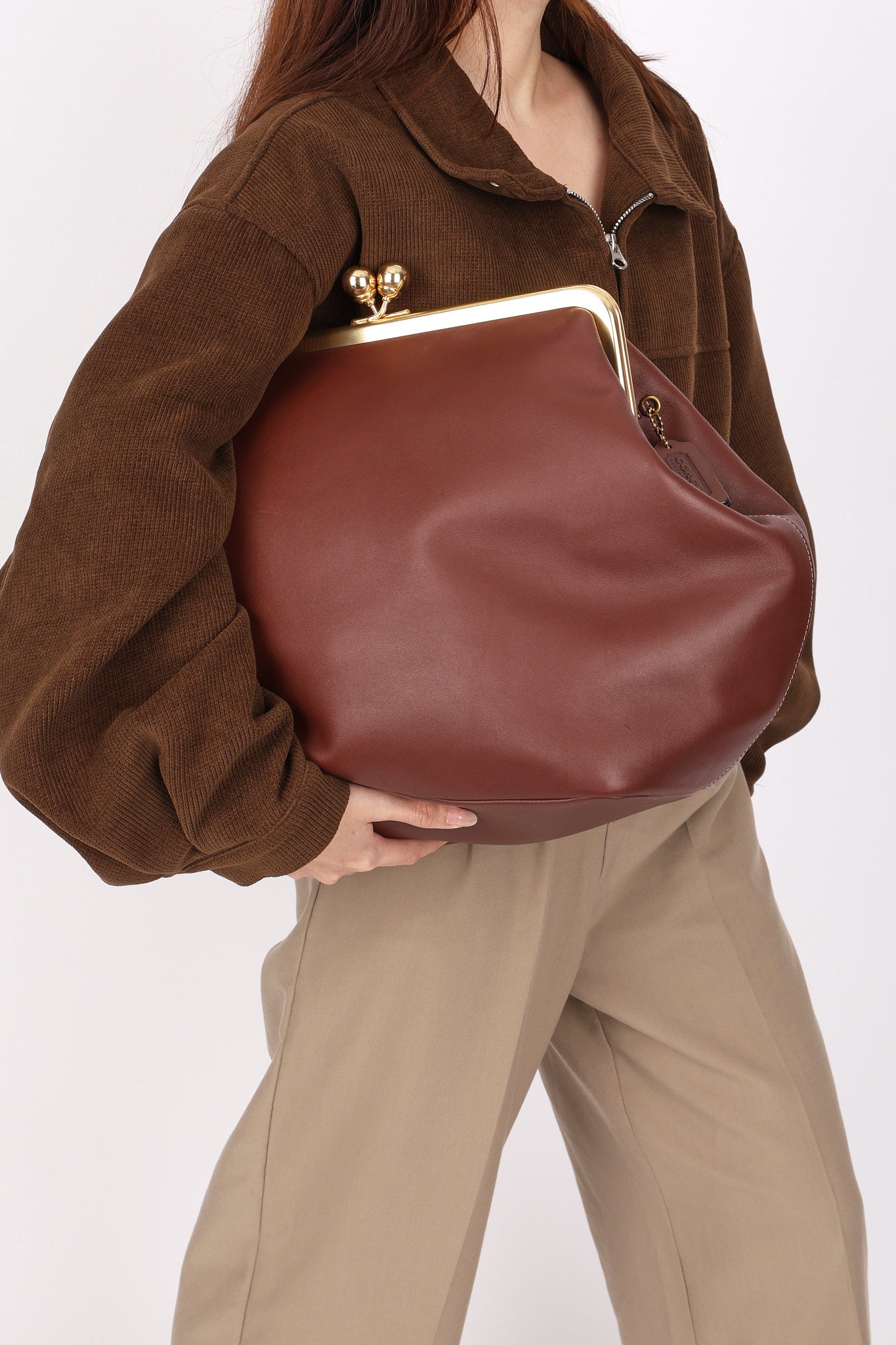 Coach Large Kisslock Frame Bag Brown