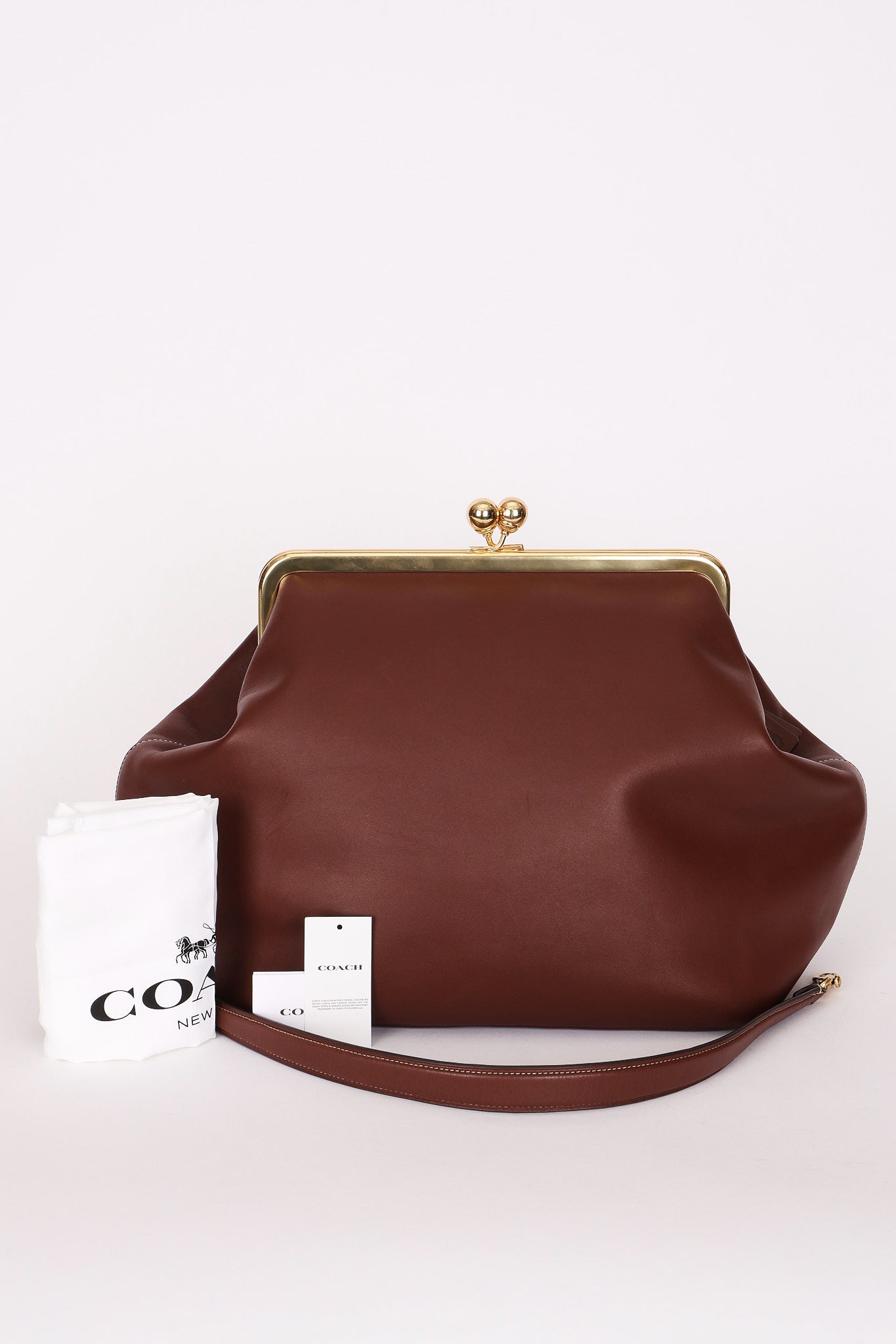 Coach Large Kisslock Frame Bag Brown