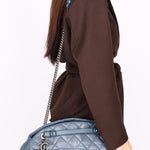 Chanel Just Mademoiselle Bowling Bag Blue Crinkled Calfskin 2011 RHW