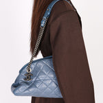 Chanel Just Mademoiselle Bowling Bag Blue Crinkled Calfskin 2011 RHW