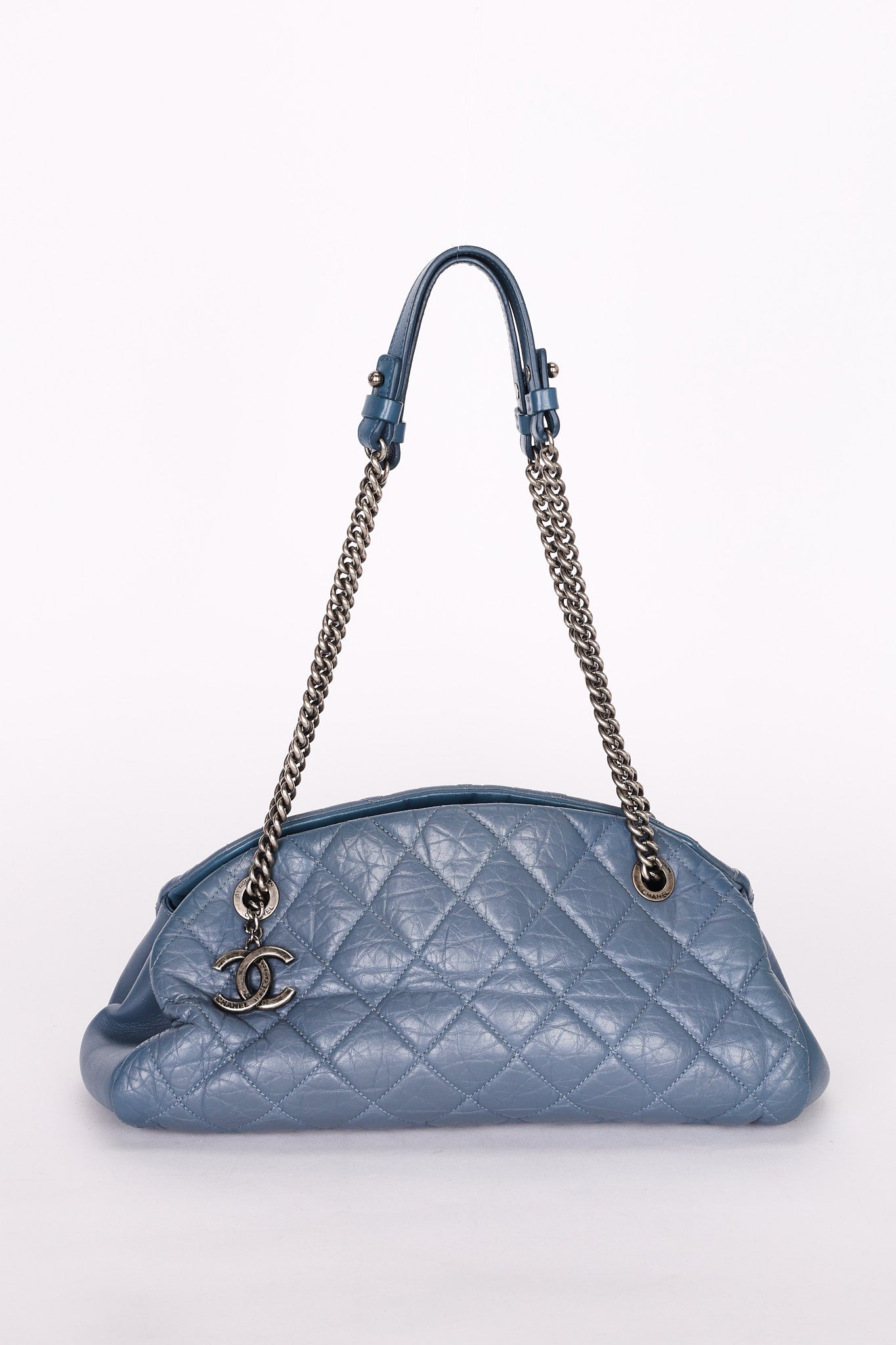 Chanel Crinkled Calfskin Blue Shoulder Bag