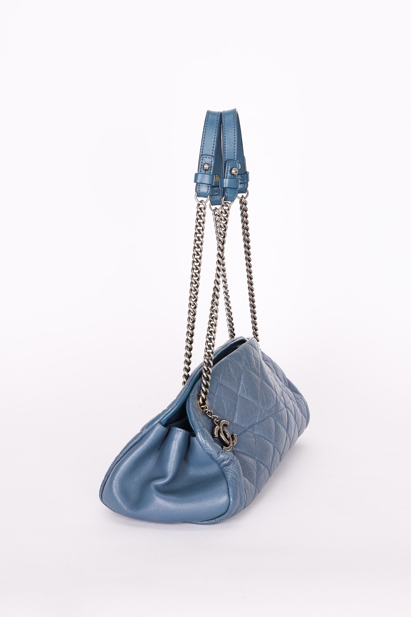 Chanel Crinkled Calfskin Blue Shoulder Bag