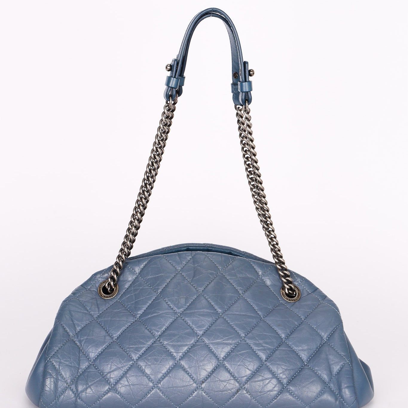 Chanel Crinkled Calfskin Blue Shoulder Bag