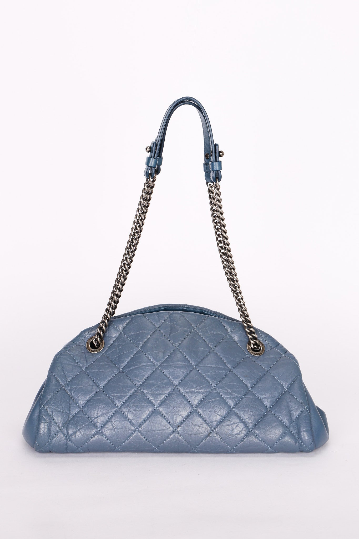 Chanel Crinkled Calfskin Blue Shoulder Bag