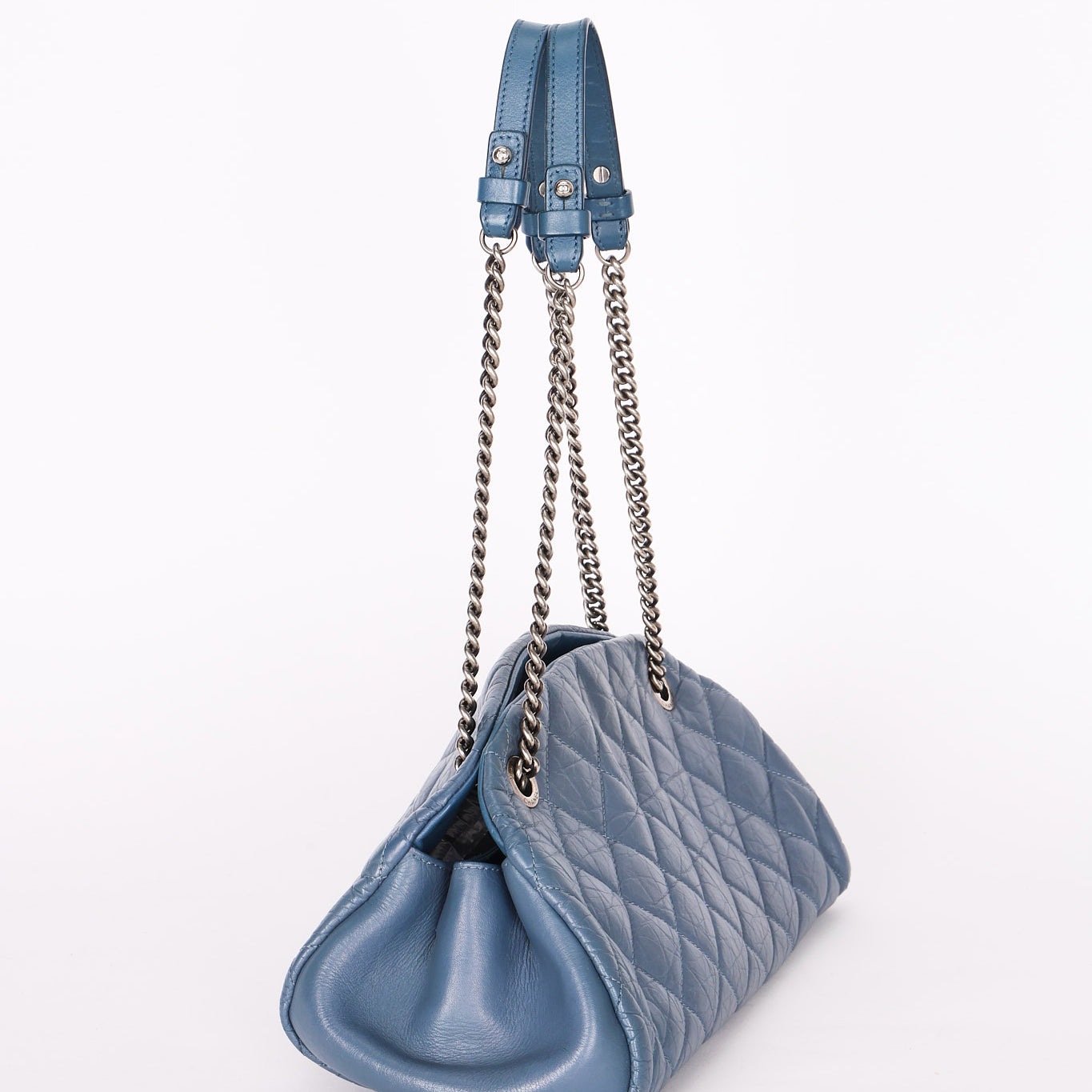 Chanel Crinkled Calfskin Blue Shoulder Bag