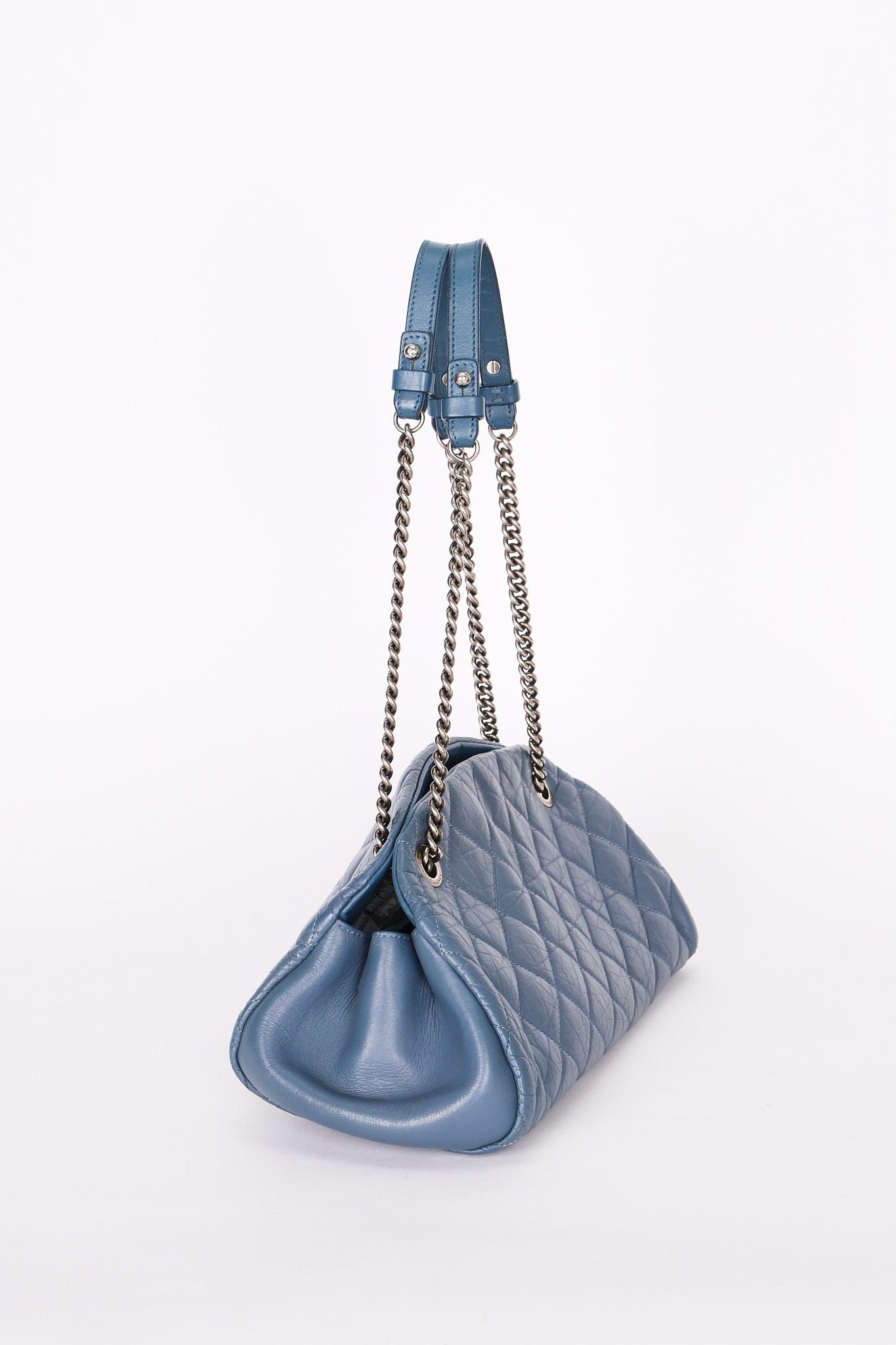 Chanel Crinkled Calfskin Blue Shoulder Bag