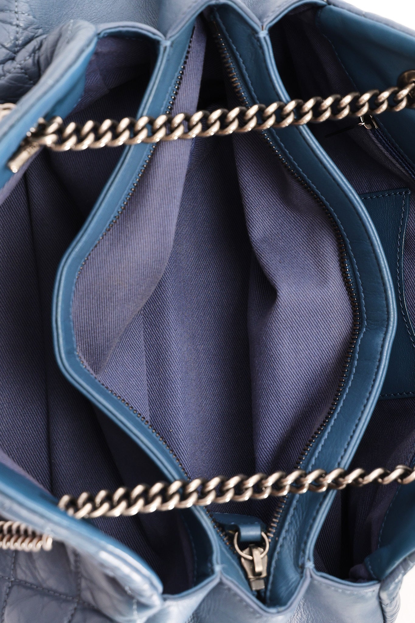 Chanel Crinkled Calfskin Blue Shoulder Bag