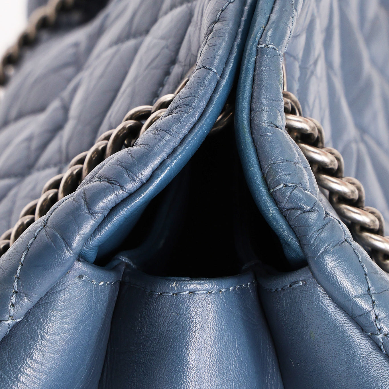 Chanel Crinkled Calfskin Blue Shoulder Bag