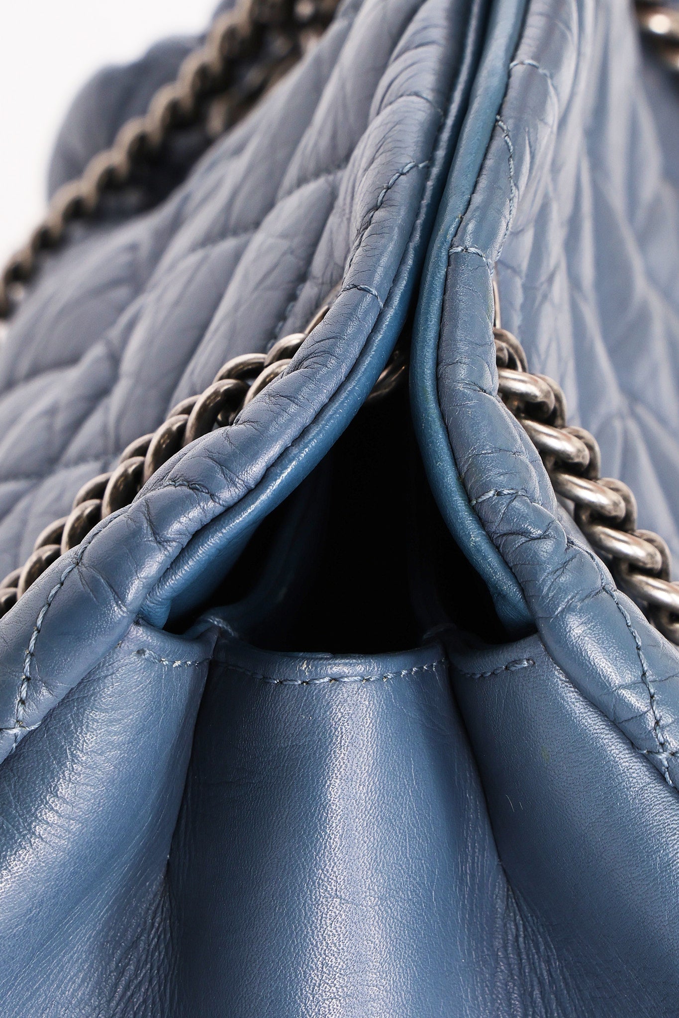 Chanel Crinkled Calfskin Blue Shoulder Bag