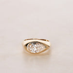 14K Yellow Gold and Pear Lab-Grown Diamond Pinky Ring, Size US 4.25