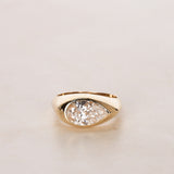 14K Yellow Gold and Pear Lab-Grown Diamond Pinky Ring, Size US 4.25