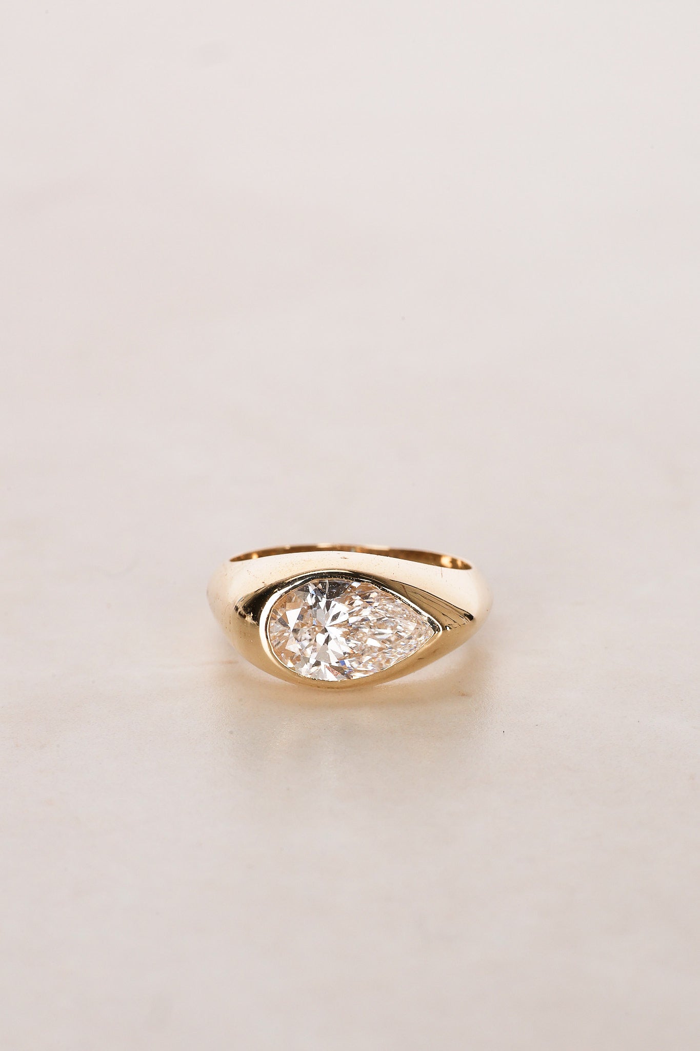 14K Yellow Gold and Pear Lab-Grown Diamond Pinky Ring, Size US 4.25