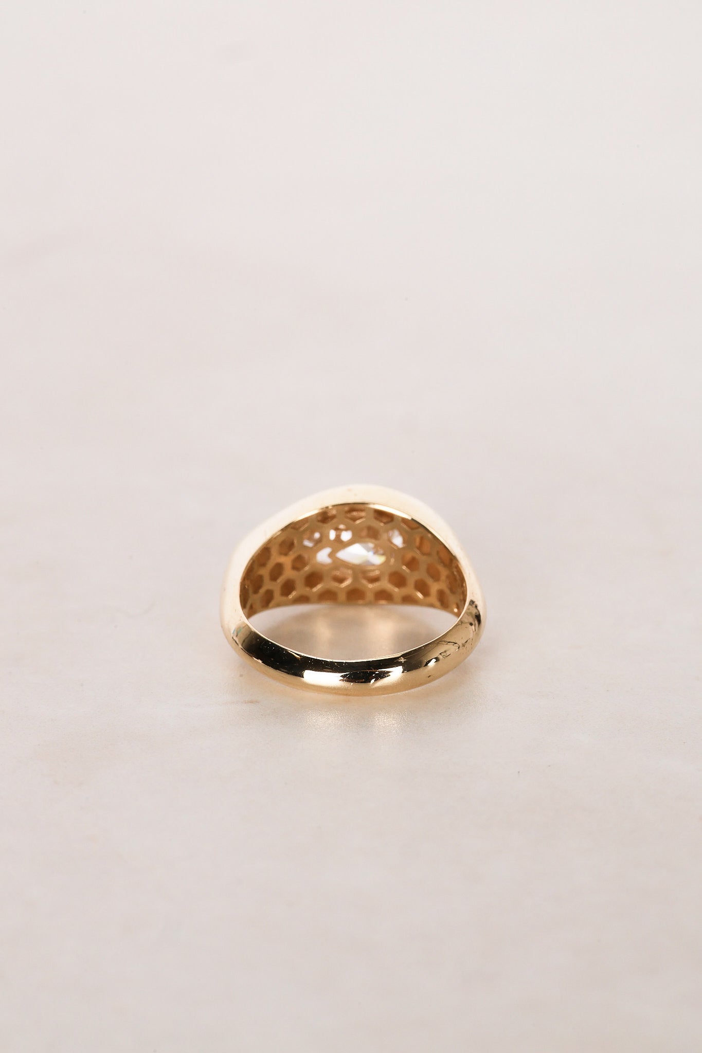 14K Yellow Gold and Pear Lab-Grown Diamond Pinky Ring, Size US 4.25