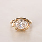 14K Yellow Gold and Oval Lab-Grown Diamond Ridge Pinky Ring, Size US 4.5