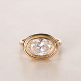14K Yellow Gold and Oval Lab-Grown Diamond Ridge Pinky Ring, Size US 4.5