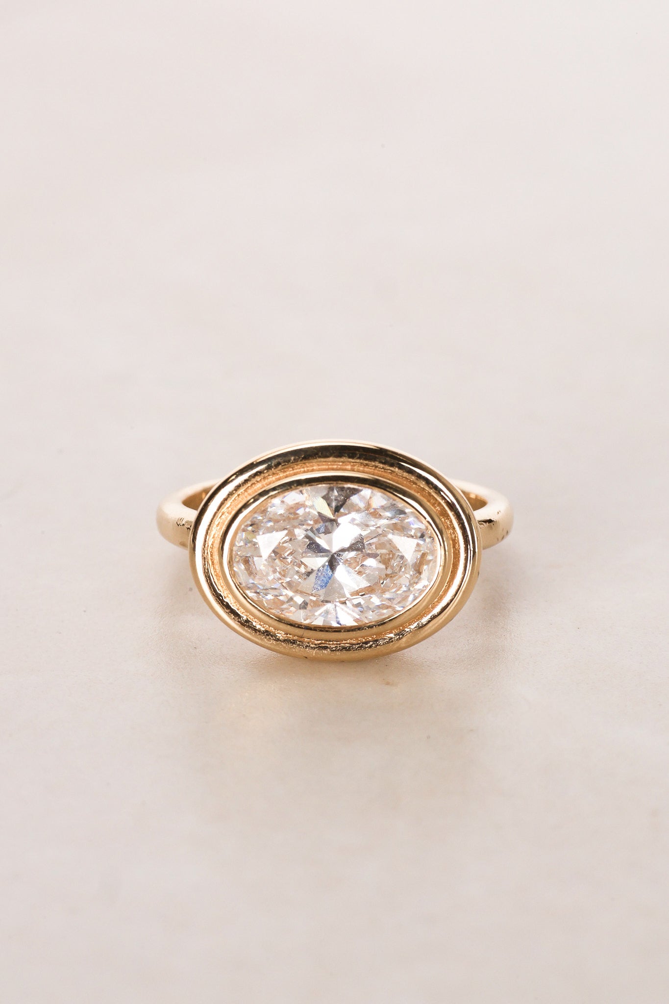 14K Yellow Gold and Oval Lab-Grown Diamond Ridge Pinky Ring, Size US 4.5